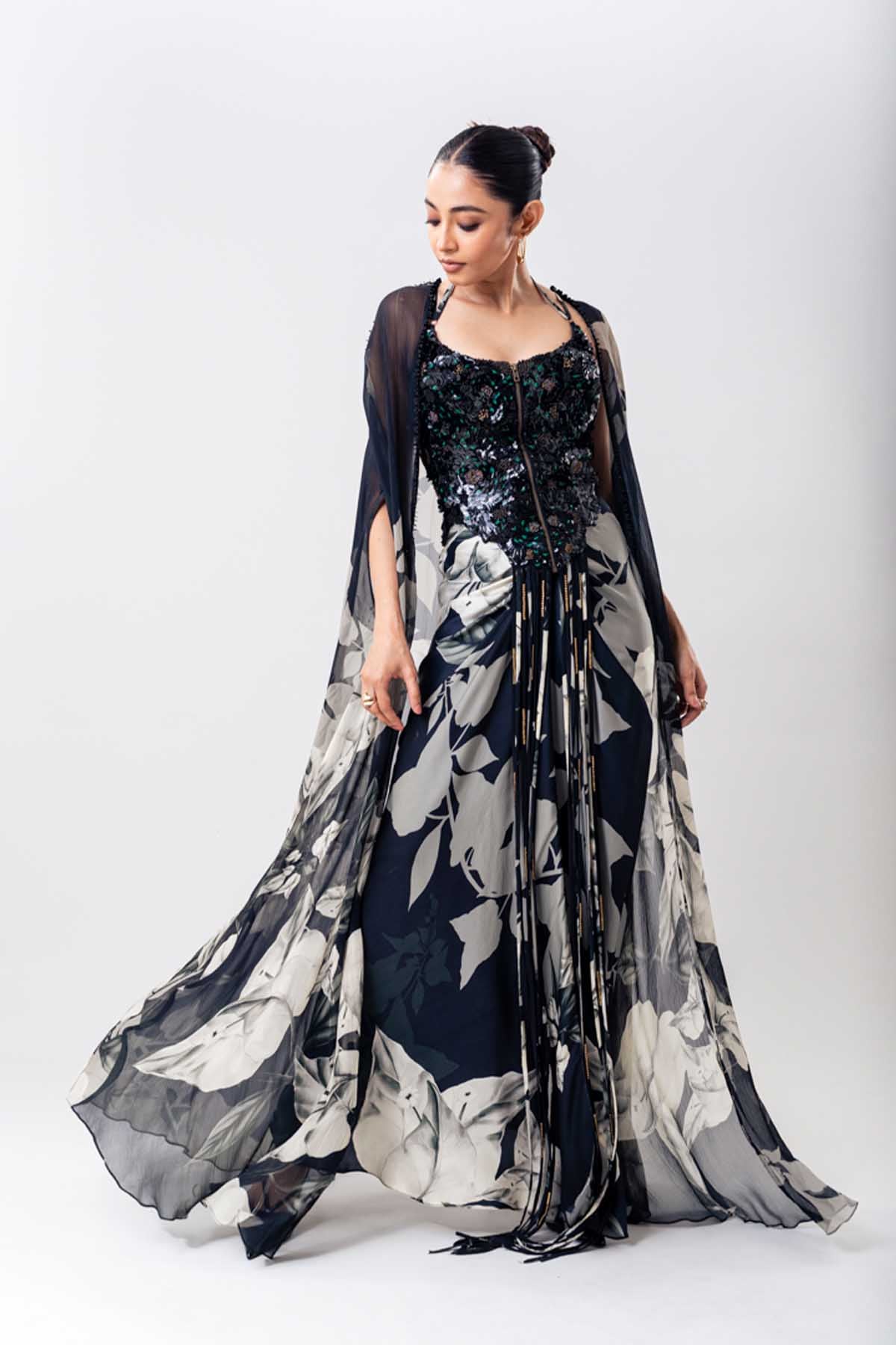 Nupur Kanoi Black Corset Skirt Set indian designer wear online shopping melange singapore 