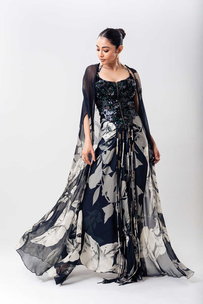 Nupur Kanoi Black Corset Skirt Set indian designer wear online shopping melange singapore 