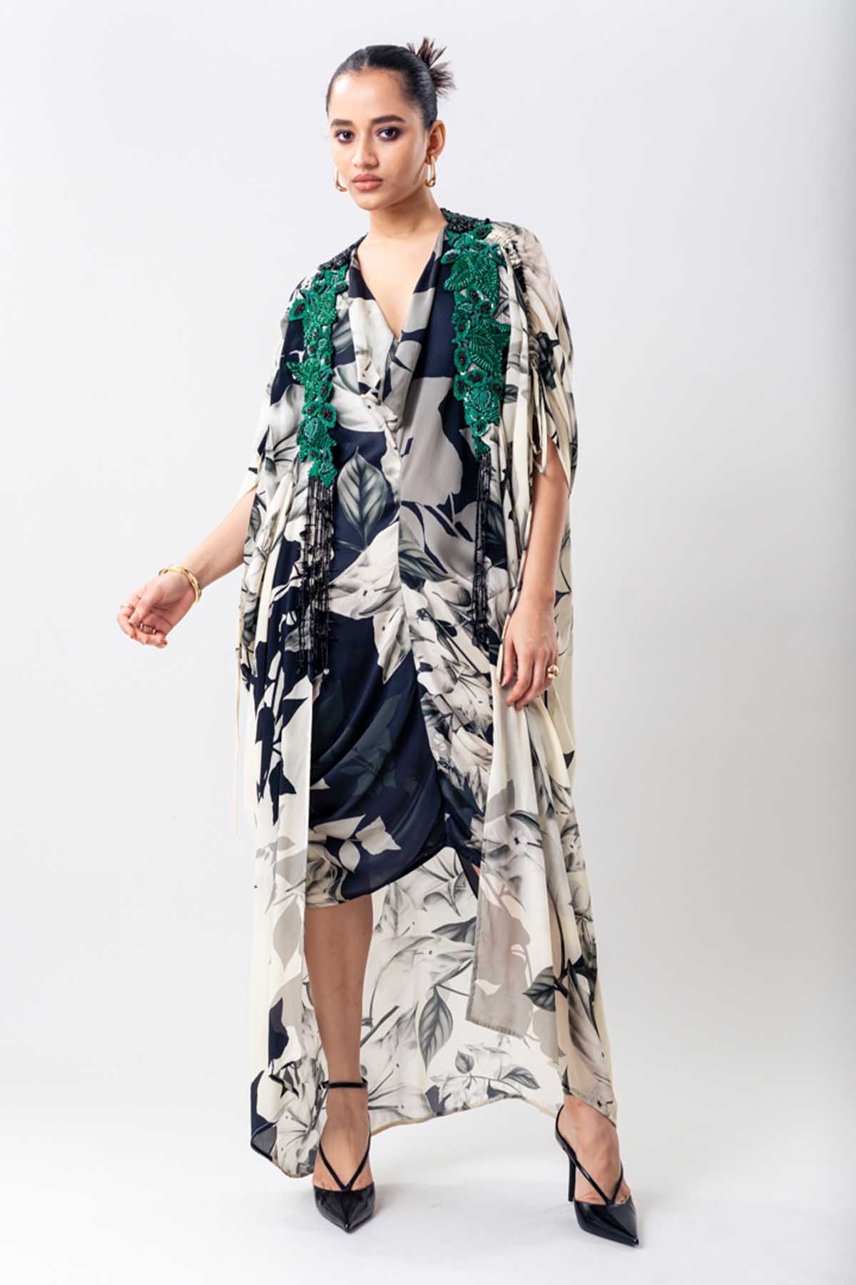 Nupur Kanoi Black Cowl Dress Set indian designer wear online shopping melange singapore 