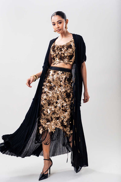 Nupur Kanoi Black Crush Jacket Set indian designer wear online shopping melange singapore 