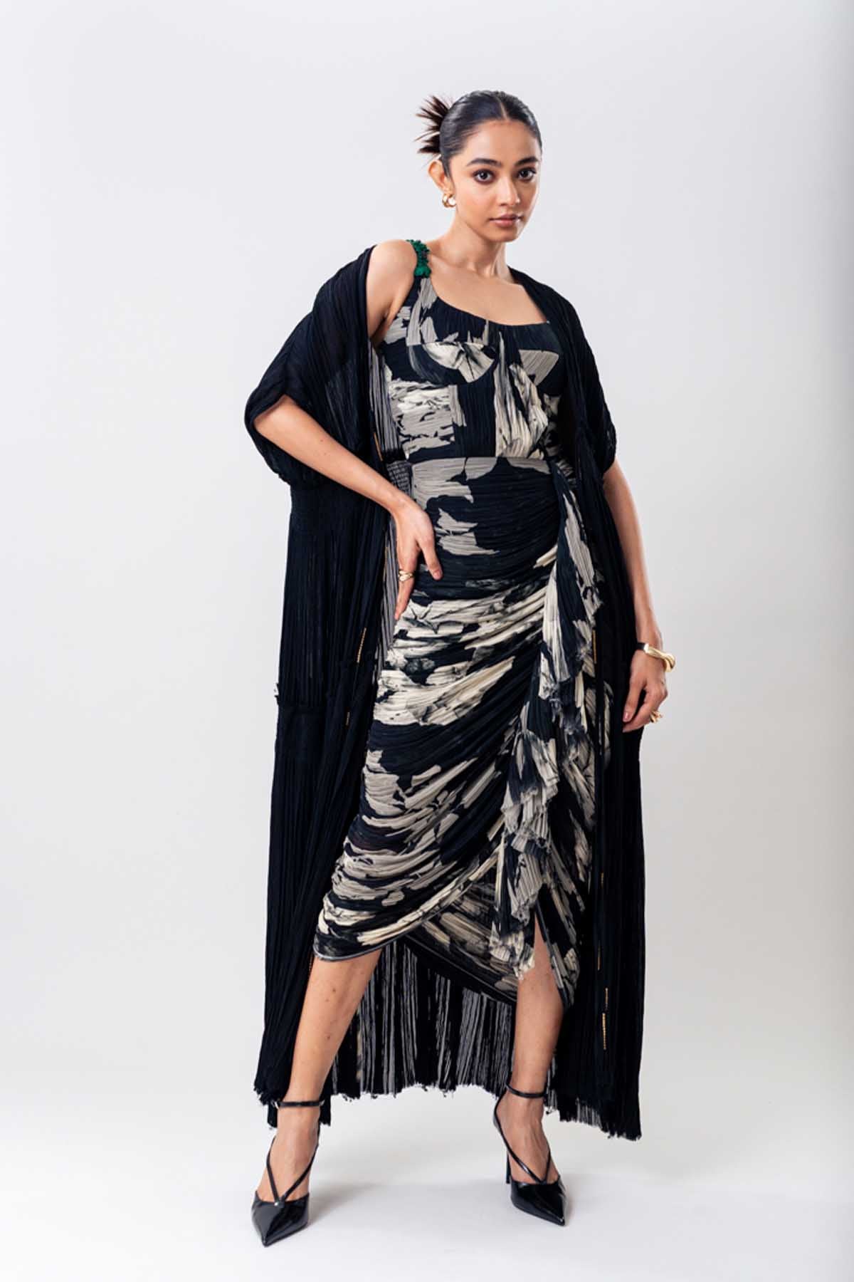Nupur Kanoi Black Crush Plain Jacket Set indian designer wear online shopping melange singapore 