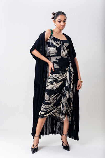 Nupur Kanoi Black Crush Plain Jacket Set indian designer wear online shopping melange singapore 