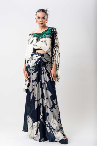 Nupur Kanoi Black Fish Skirt Set indian designer wear online shopping melange singapore 
