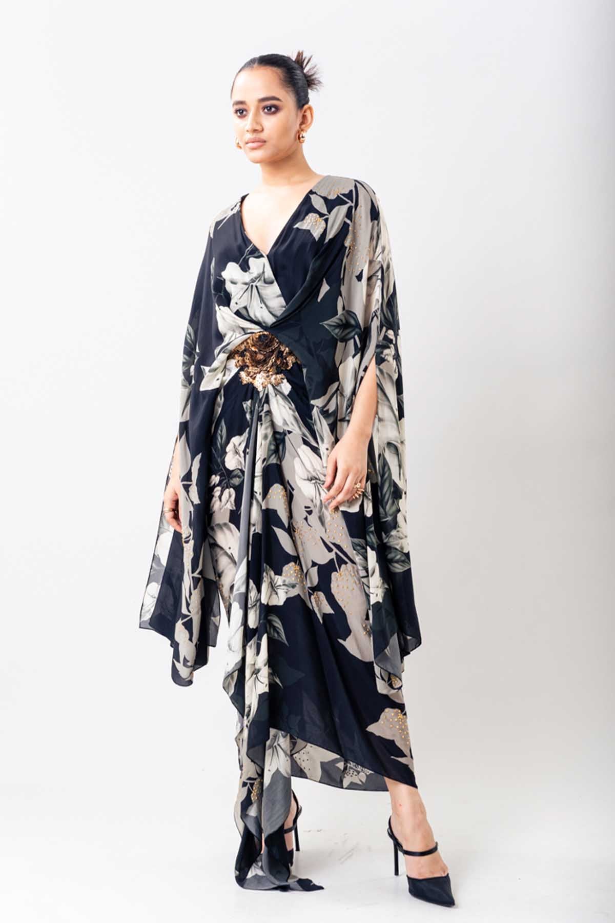 Nupur Kanoi Black Kaftan KK Dress indian designer wear online shopping melange singapore 