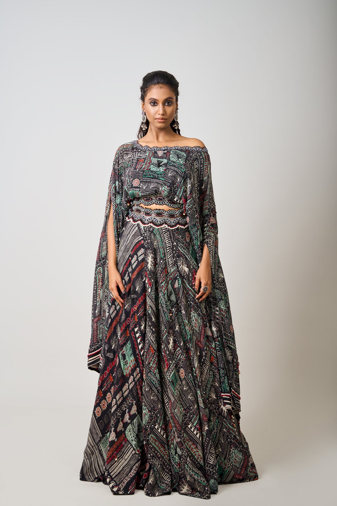 Nupur Kanoi Black Printed Lehenga Set indian designer wear online shopping melange singapore