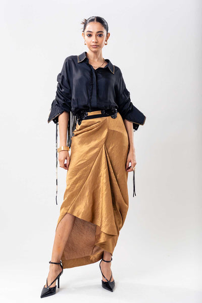 Nupur Kanoi Black Top Skirt Set indian designer wear online shopping melange singapore 