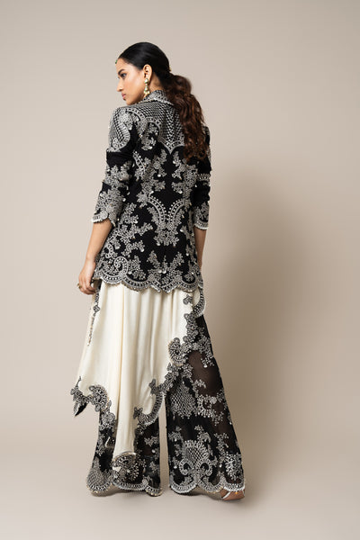 Nupur Kanoi Blazer Set Black And Off-white indian designer wear online shopping melange singapore