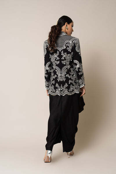 Nupur Kanoi Blazer With Black Satin Sack Dress indian designer wear online shopping melange singapore