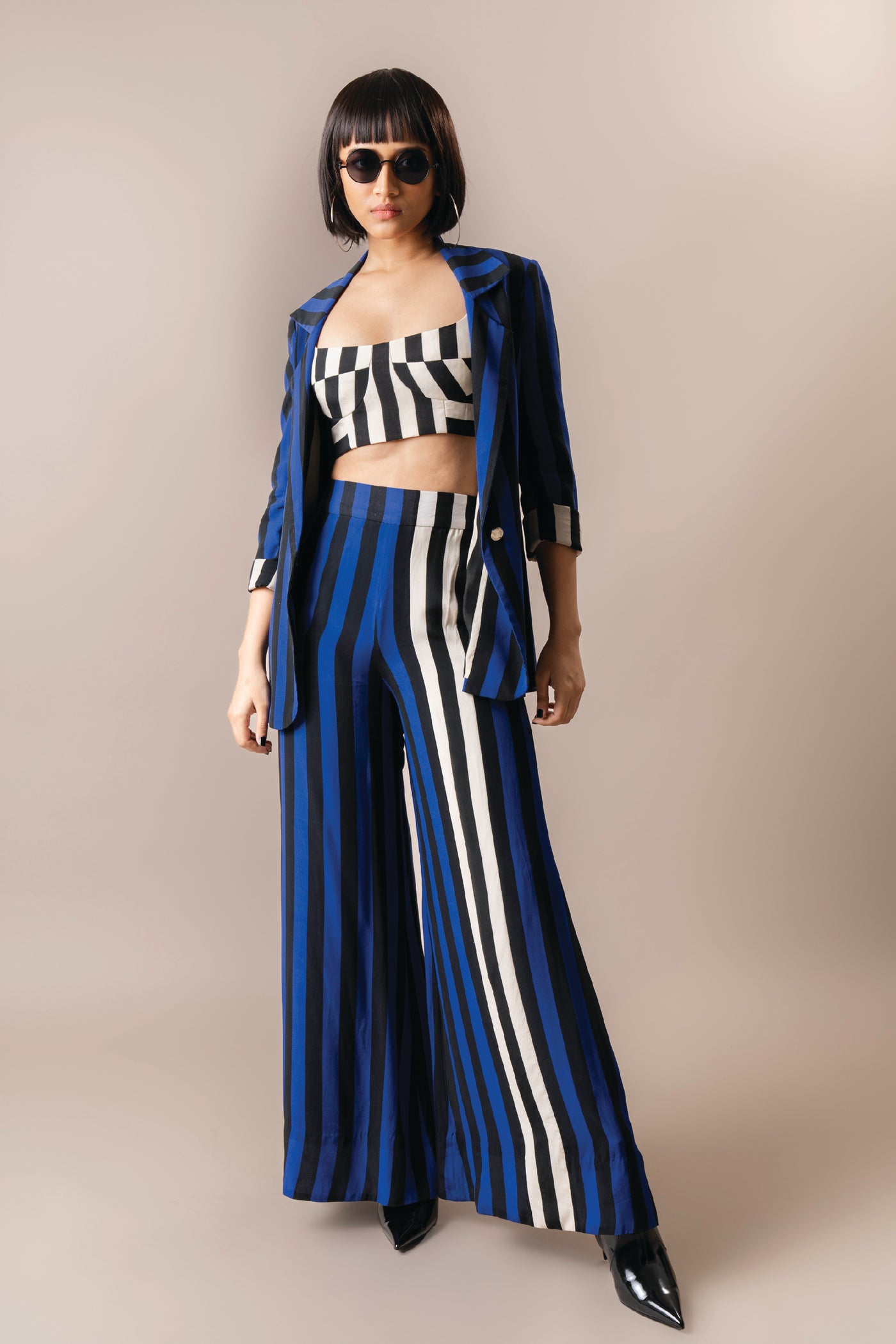 Nupur Kanoi Blazer And A- Line Pant With Bustier indian designer wear online shopping melange singapore