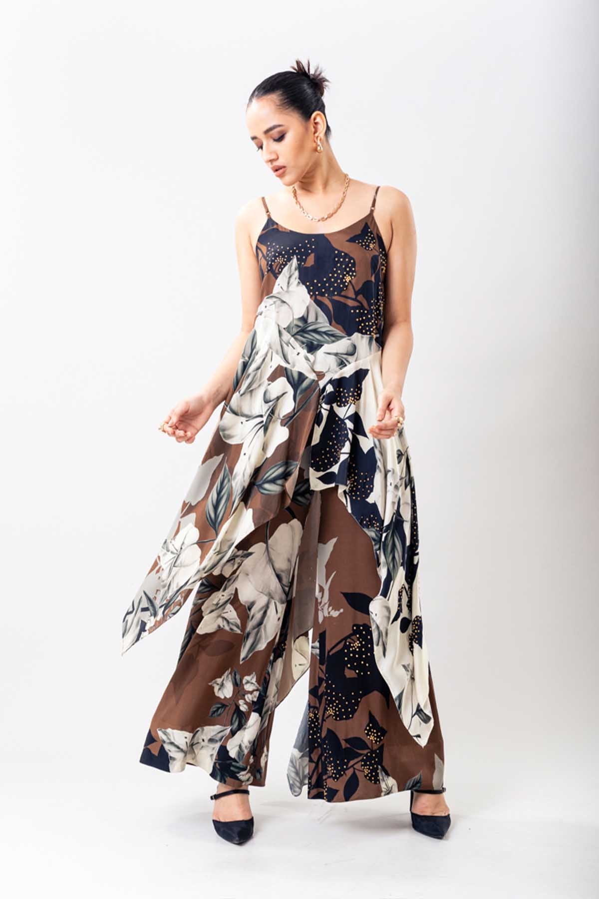 Nupur Kanoi Brown Strappy Singlet Pants Set indian designer wear online shopping melange singapore 