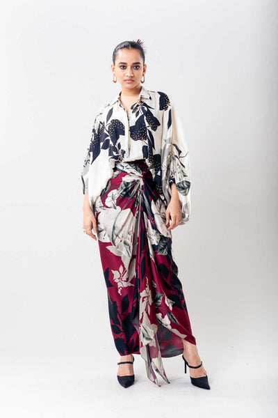 Nupur Kanoi Burg Side Knot Skirt Set indian designer wear online shopping melange singapore 
