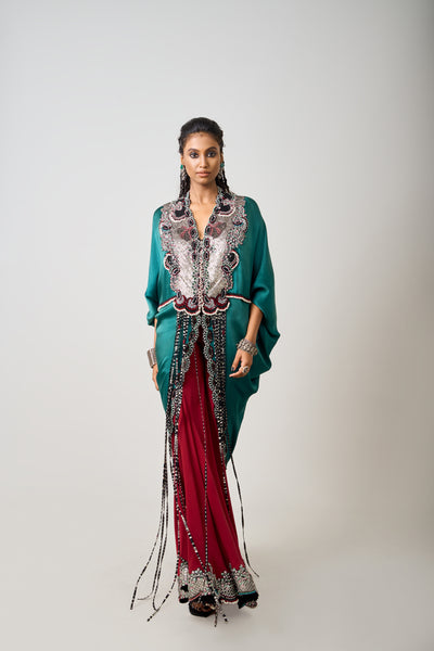 Nupur Kanoi Burgundy Gharara Set ndian designer wear online shopping melange singapore
