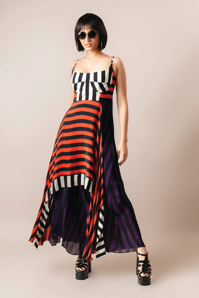 Nupur Kanoi Bustier Dress Tangerine And Aubergine indian designer wear online shopping melange singapore