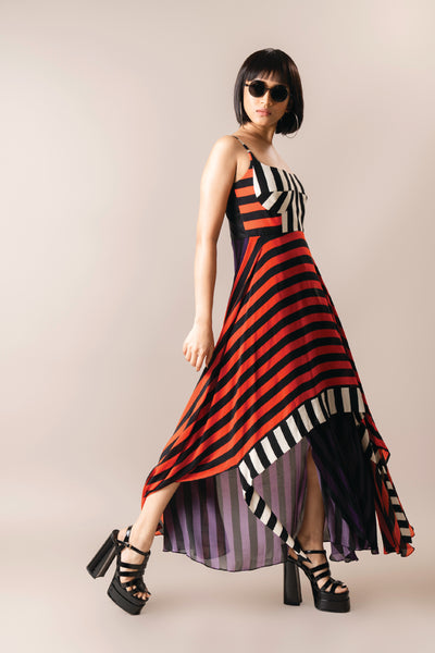 Nupur Kanoi Bustier Dress Tangerine And Aubergine indian designer wear online shopping melange singapore