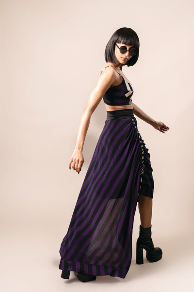 Nupur Kanoi Bustier With Circular Gather Skirt Aubergine indian designer wear online shopping melange singapore