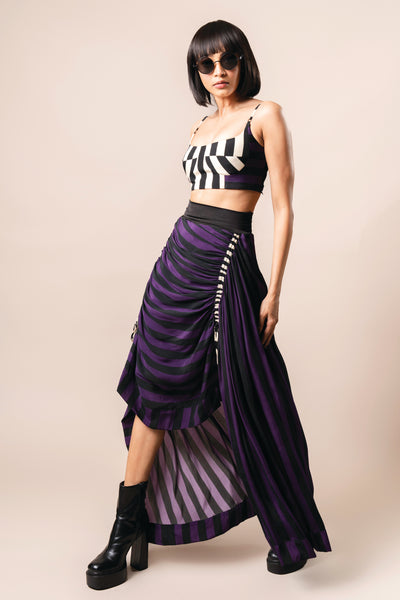 Nupur Kanoi Bustier With Circular Gather Skirt Aubergine indian designer wear online shopping melange singapore