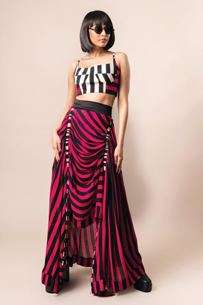 Nupur Kanoi Bustier With Circular Gather Skirt Magenta indian designer wear online shopping melange singapore