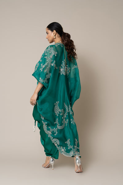 vNupur Kanoi Cape And Dress Set Sea Green indian designer wear online shopping melange singapore