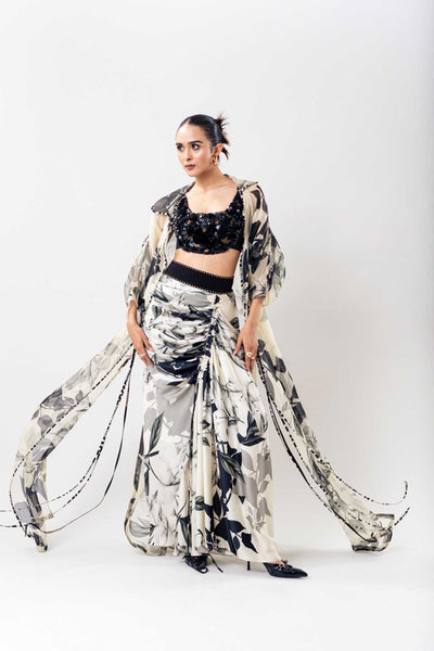 Nupur Kanoi White Front Knot Skirt Set indian designer wear online shopping melange singapore 