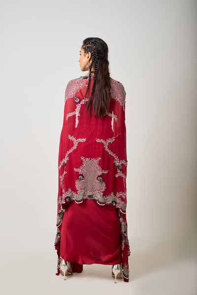 Nupur Kanoi Cape Cowl Skirt Set indian designer wear online shopping melange singapore