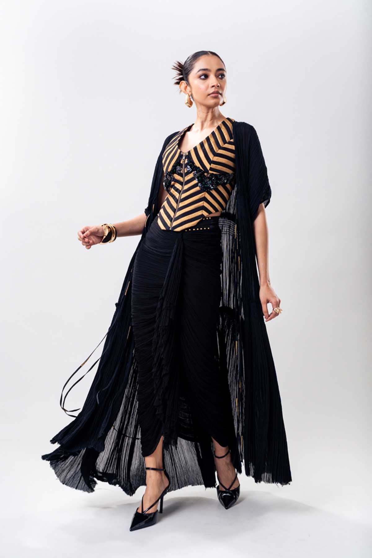Nupur Kanoi Cape Top Skirt Set indian designer wear online shopping melange singapore 