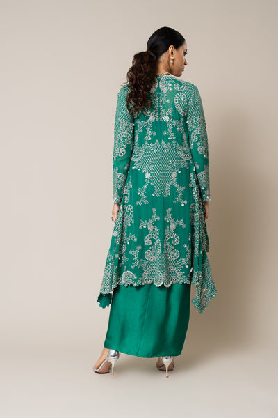 Nupur Kanoi Cape With Blouse And Skirt Set indian designer wear online shopping melange singapore