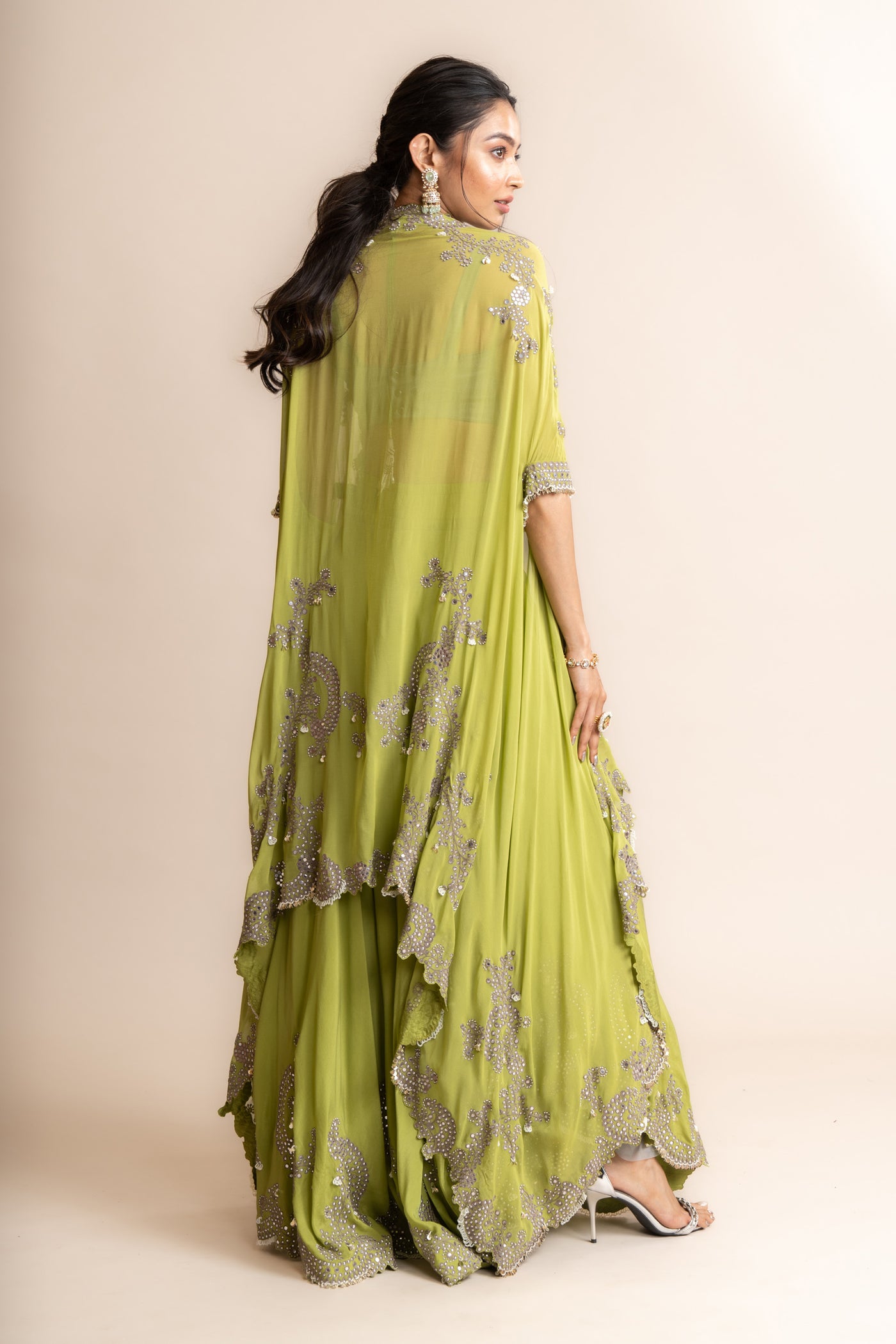 Nupur Kanoi Cape With Circular Pants Set indian designer wear online shopping melange singapore