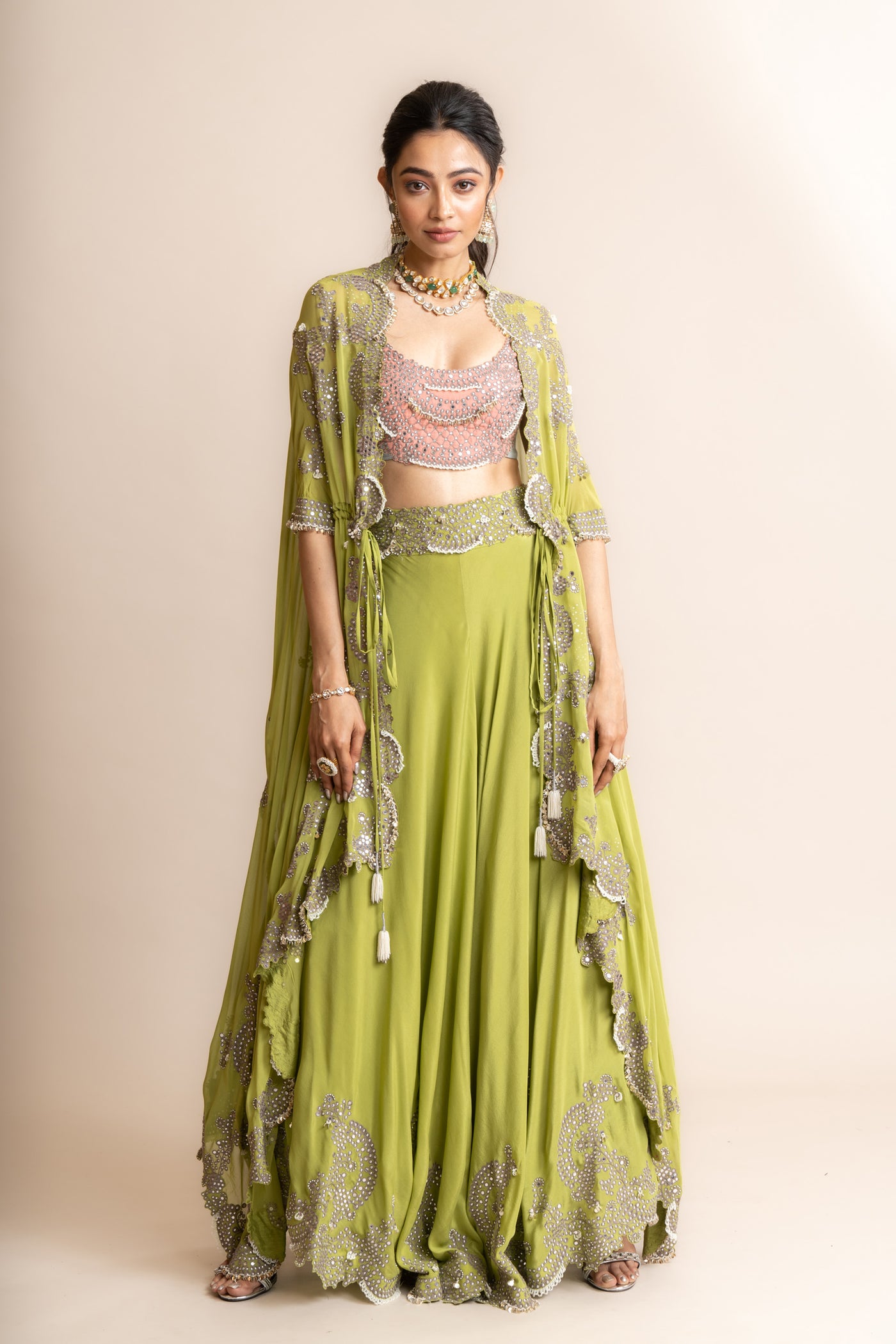 Nupur Kanoi Cape With Circular Pants Set indian designer wear online shopping melange singapore