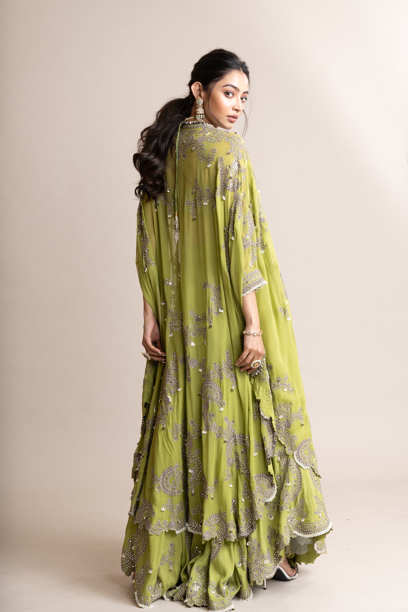 Nupur Kanoi Cape With Circular Pants Set  indian designer wear online shopping melange singapore