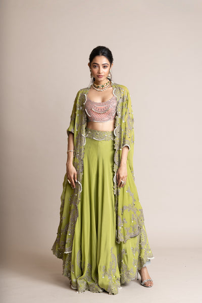 Nupur Kanoi Cape With Circular Pants Set  indian designer wear online shopping melange singapore