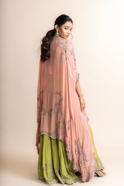 Nupur Kanoi Cape With Circular Pants Set indian designer wear online shopping melange singapore