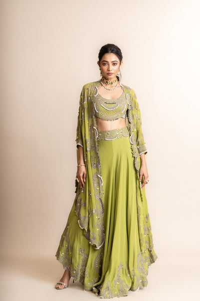 Nupur Kanoi Cape With Circular Pants Set indian designer wear online shopping melange singapore