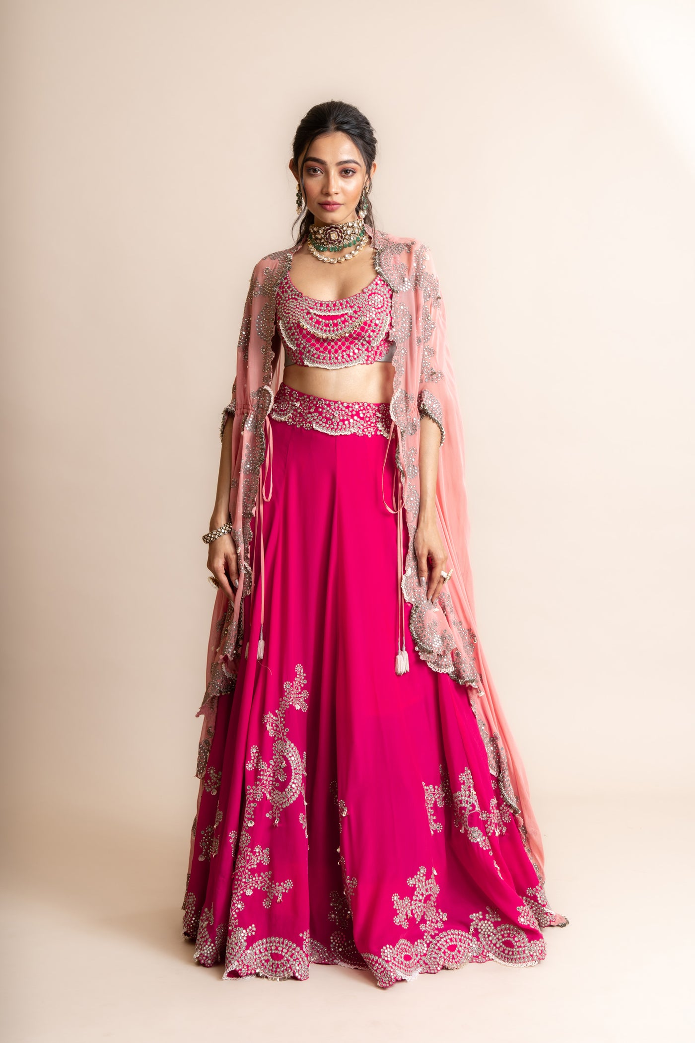 Nupur Kanoi Cape With Lehenga  Set indian designer wear online shopping melange singapore