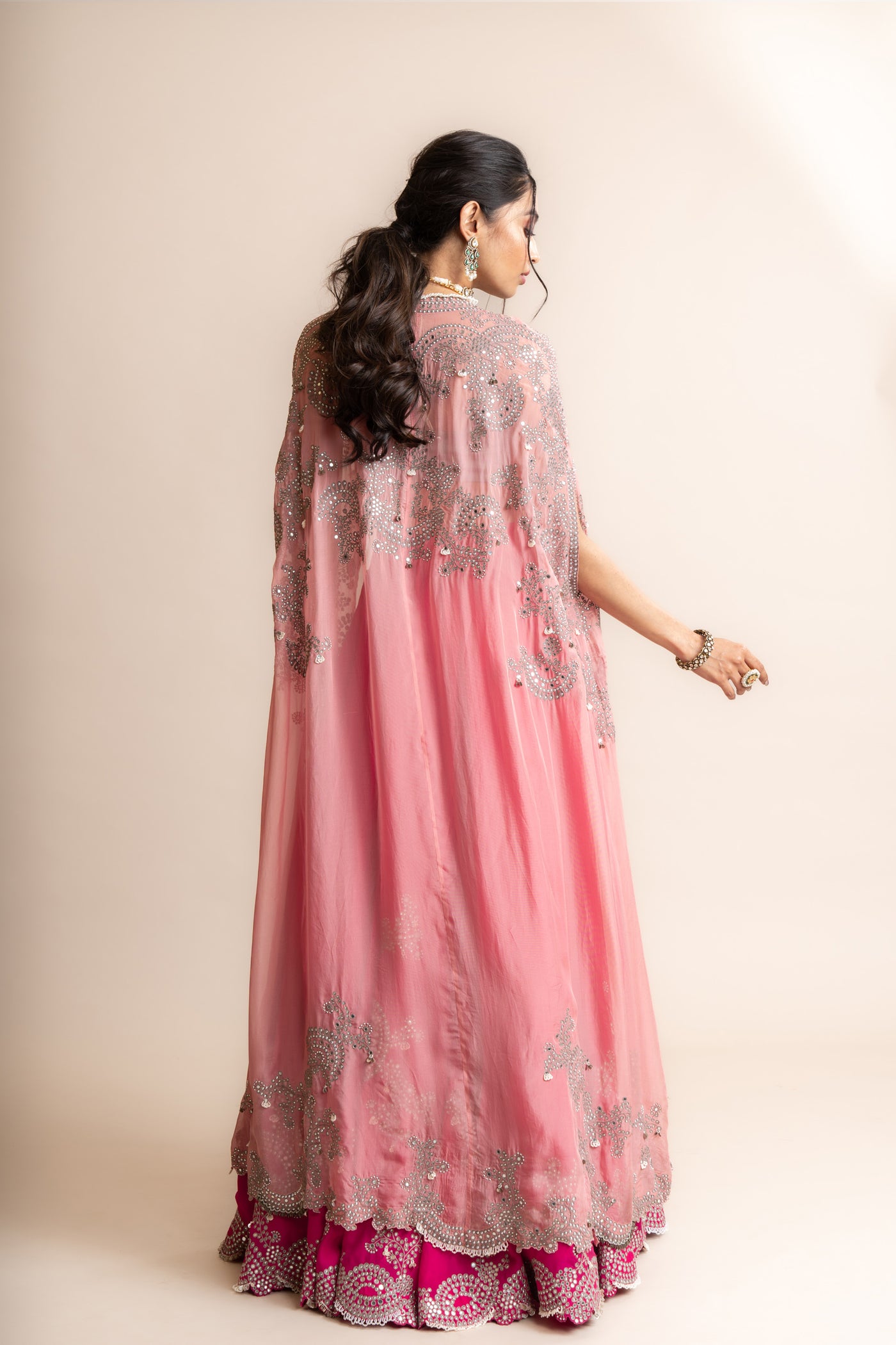 Nupur Kanoi Cape With Lehenga Set indian designer wear online shopping melange singapore