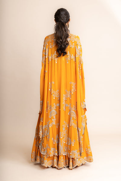 Nupur Kanoi Cape With Lehenga Set indian designer wear online shopping melange singapore