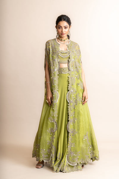 Nupur Kanoi Cape With Sharara Set indian designer wear online shopping melange singapore