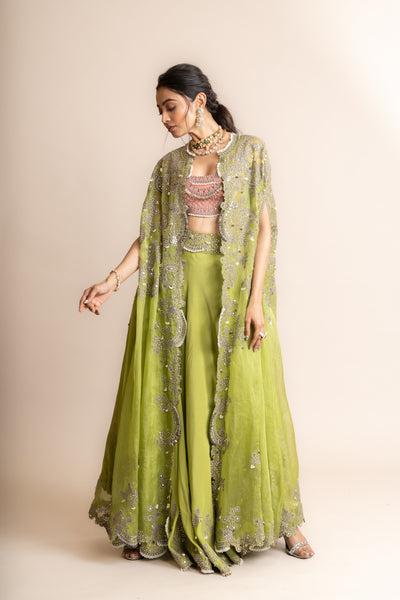 Nupur Kanoi Cape With Sharara Set indian designer wear online shopping melange singapore