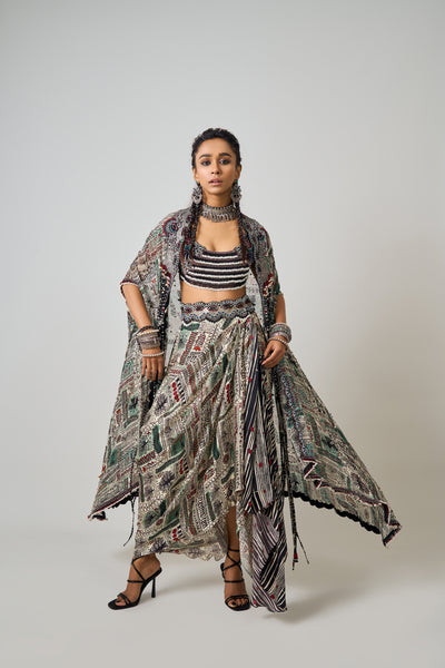 Nupur Kanoi Cape & Skirt Set indian designer wear online shopping melange singapore