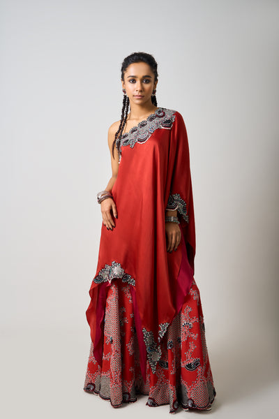 Nupur Kanoi Double Layer One Shoulder Cape With Gharara Set indian designer wear online shopping melange singapore