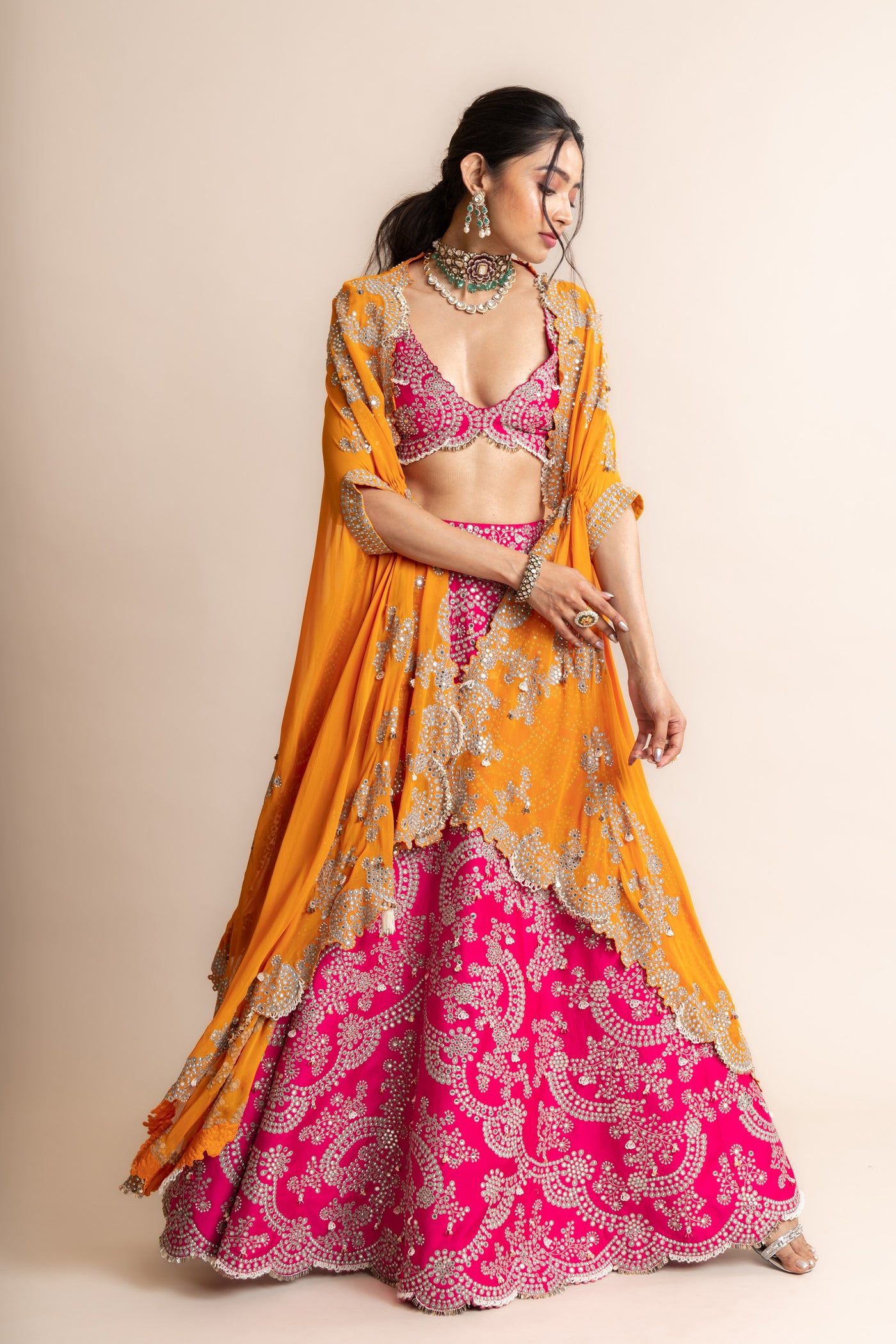 Nupur Kanoi Embroidered Lehenga Set Fuchsia indian designer wear online shopping melange singapore