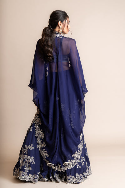 Nupur Kanoi Embroidered Lehenga Set Navy indian designer wear online shopping melange singapore