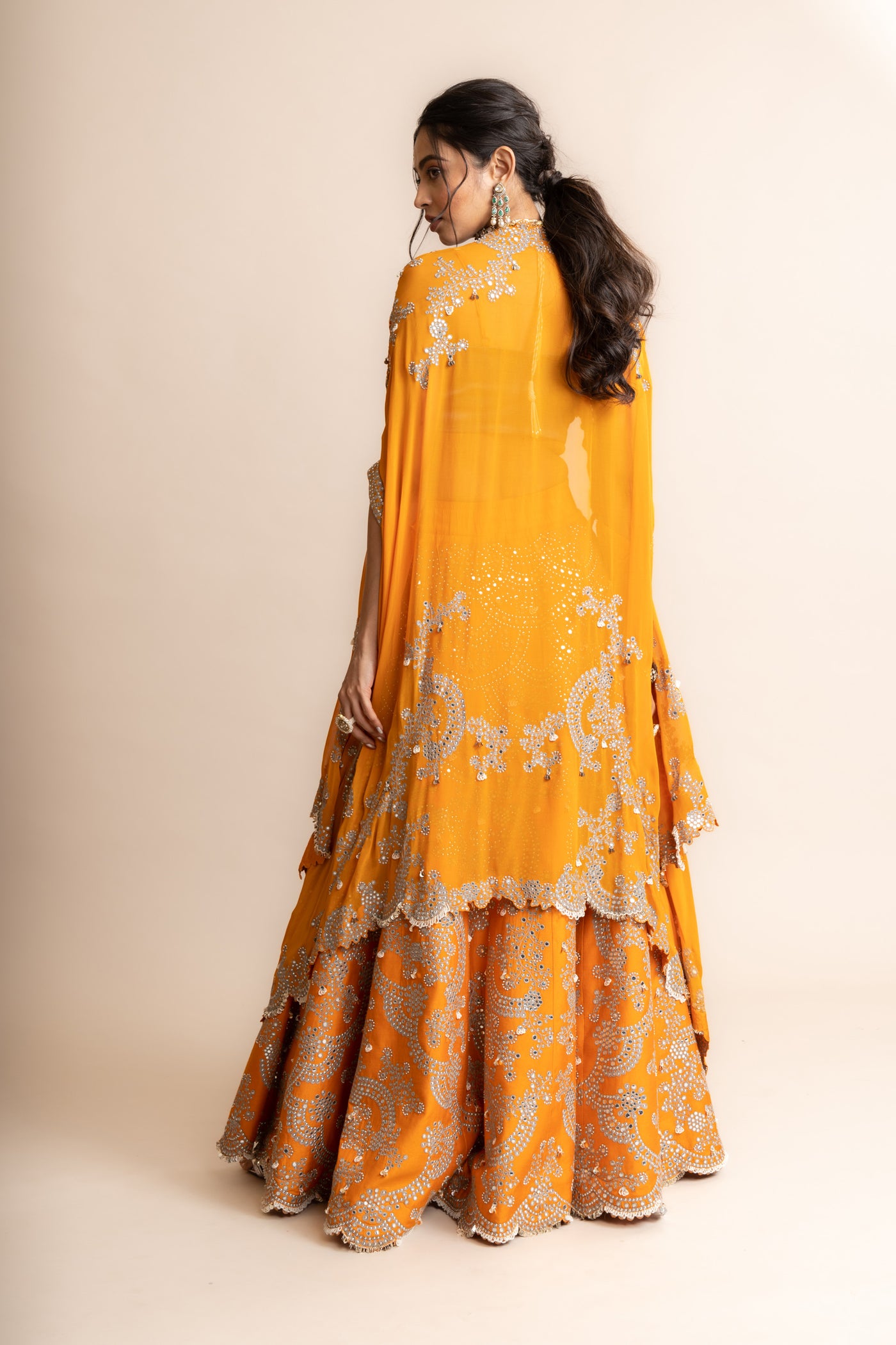 Nupur Kanoi Embroidered Lehenga Set Orange indian designer wear online shopping melange singapore