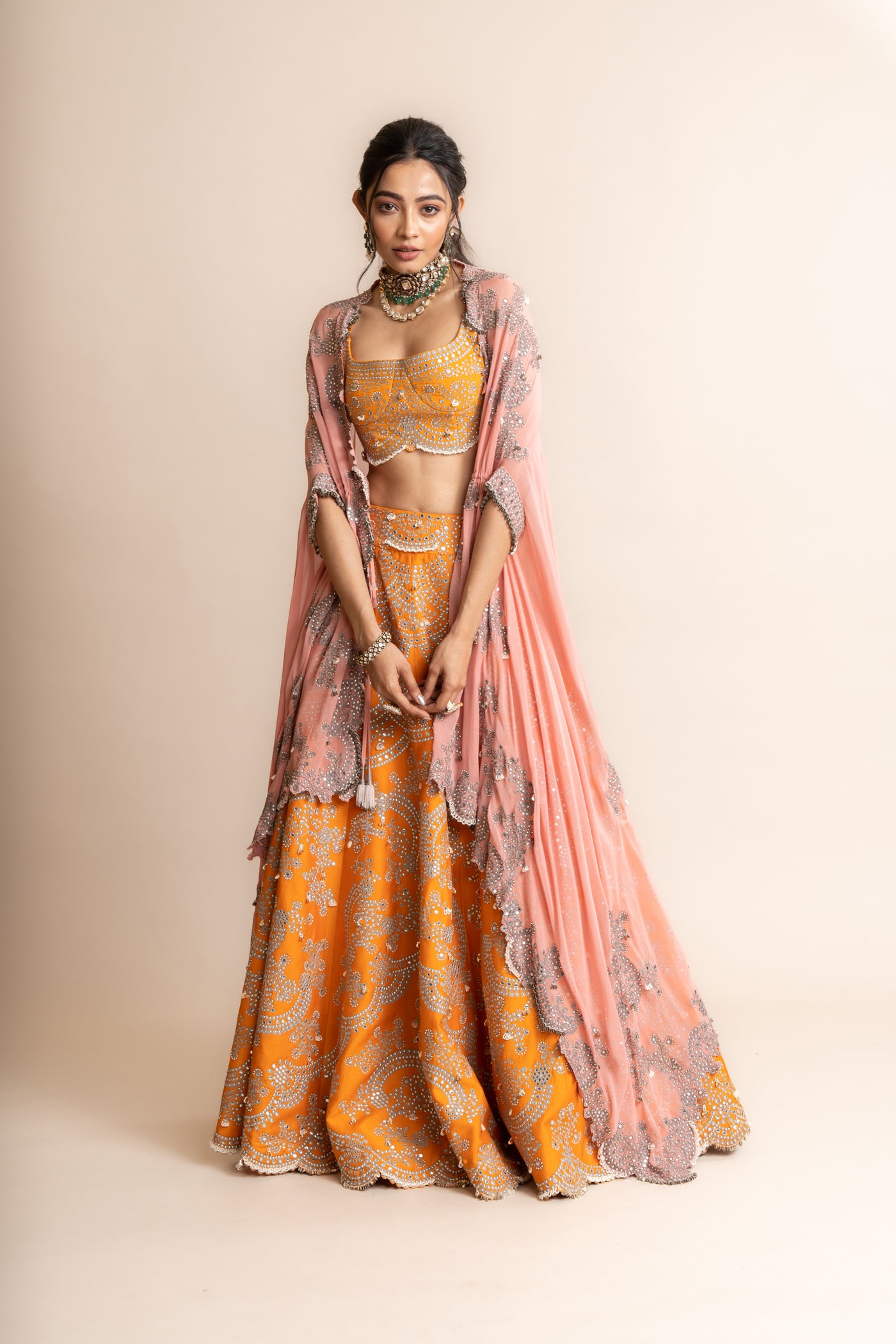 Nupur Kanoi Embroidered Lehenga Set Old Rose indian designer wear online shopping melange singapore