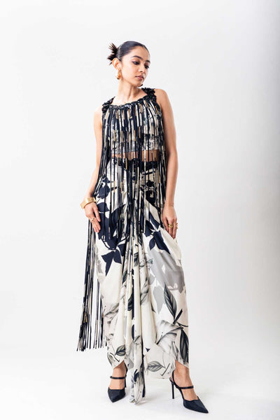 Nupur Kanoi Fringe Top Skirt Set indian designer wear online shopping melange singapore 