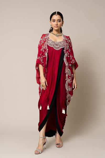 Nupur Kanoi Gather Kite And Dress Set indian designer wear online shopping melange singapore