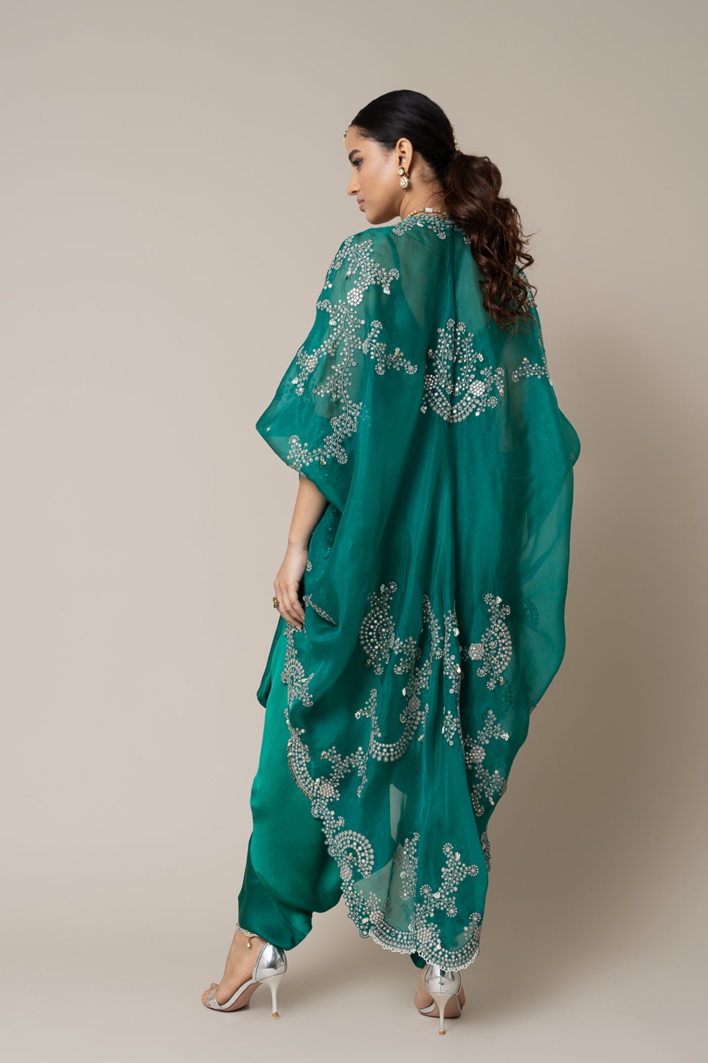 Nupur Kanoi Gather Kite And Jumpsuit Set Sea Green indian designer wear online shopping melange singapore