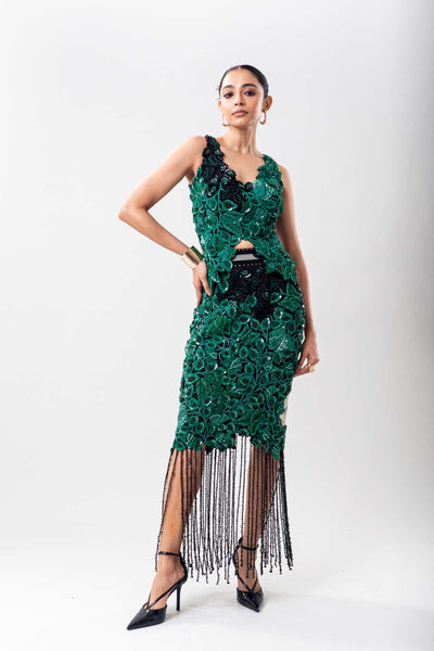 Nupur Kanoi Green Pencil Skirt Set indian designer wear online shopping melange singapore 