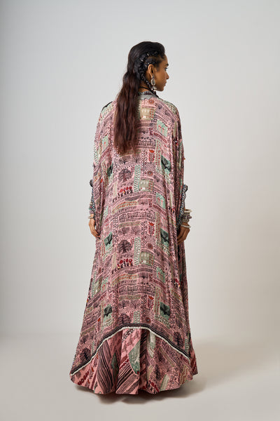 Hand-Embroidered Kaftan Jacket And Lehenga Set