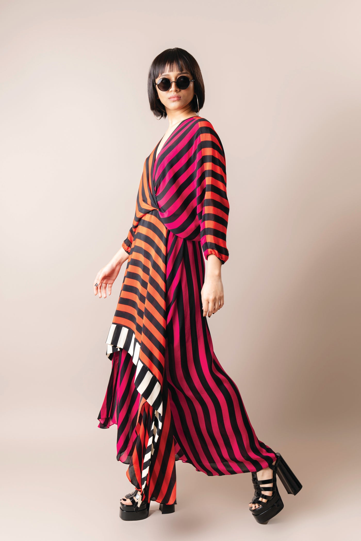 Nupur Kanoi Hankie Dress Tangerine And Magenta indian designer wear online shopping melange singapore