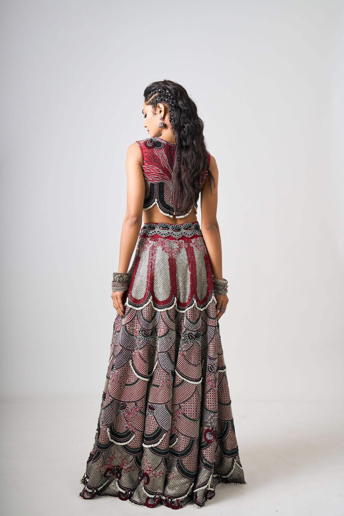 Nupur Kanoi High-Neck Sleeveless Lehenga Set indian designer wear online shopping melange singapore
